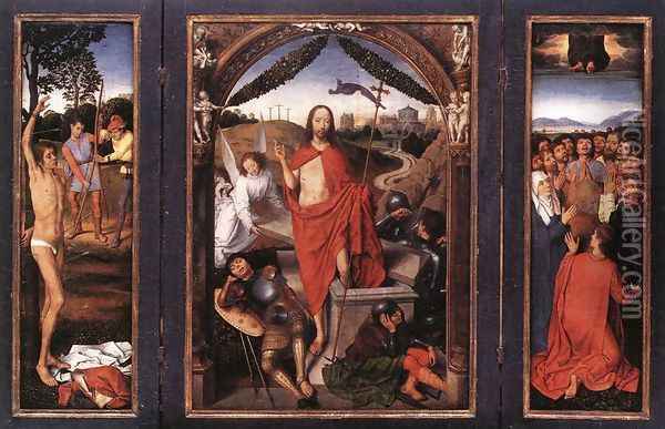 Triptych of the Resurrection c. 1490 Oil Painting - Hans Memling