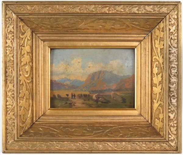 Western Landscape With Figures Oil Painting - Albert Bierstadt