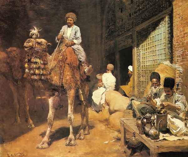 A Marketplace In Ispahan Oil Painting - Edwin Lord Weeks
