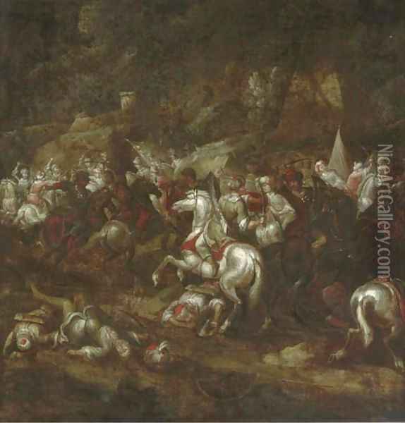 A cavalry battle 3 Oil Painting - Rugendas, Georg Philipp I