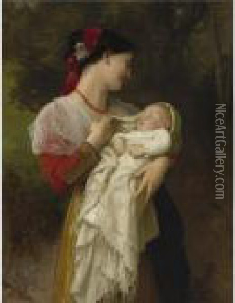 Admiration Maternelle Oil Painting - William-Adolphe Bouguereau