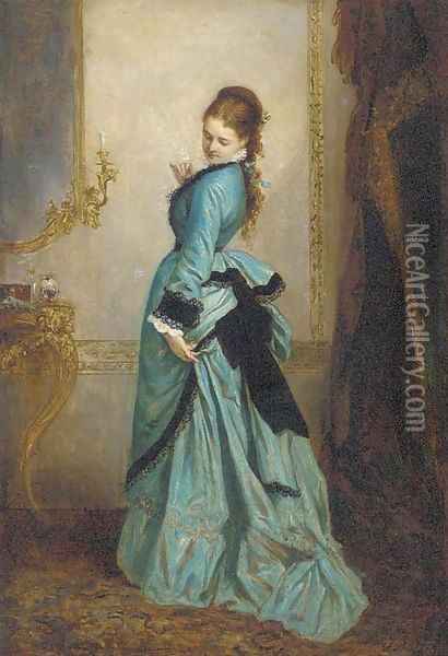 La robe verte Oil Painting - Ernest Barthelemy Michel