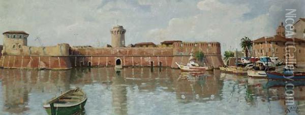 Porto Di Livorno Oil Painting - Antonio G. Landi