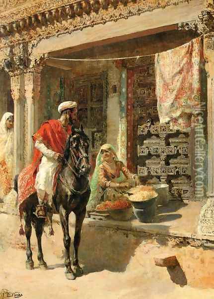 Street Vendor, Ahmedabad Oil Painting - Edwin Lord Weeks