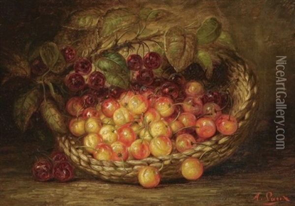Cherries In A Basket Oil Painting - August Laux