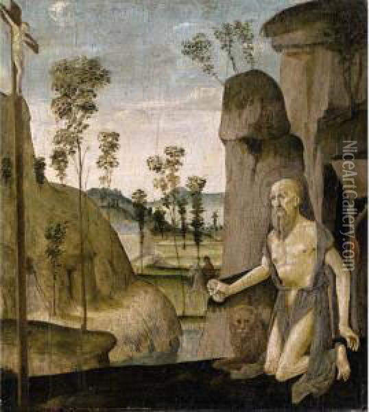 Saint Jerome In The Wilderness Oil Painting - Jacopo Del Sellaio