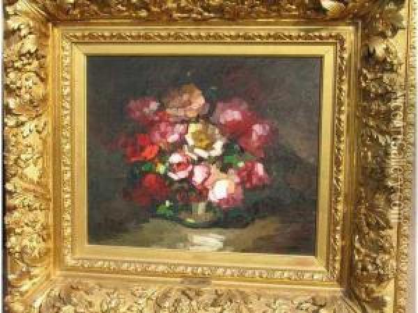 Bouquet De Roses Oil Painting - Louis Pastour