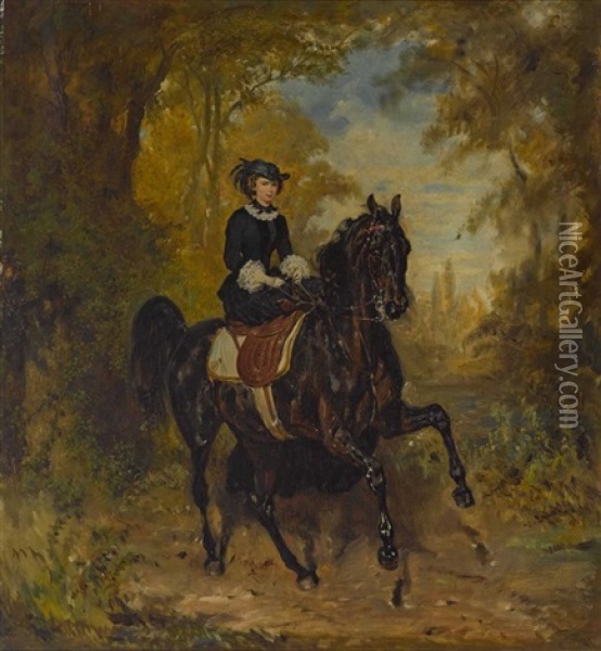 Kaiserin Elisabeth Von Osterreich Zu Pferd Oil Painting - Franz Adam