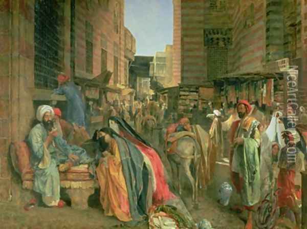 The Street and Mosque of the Ghooreyah Cairo Oil Painting - John Frederick Lewis