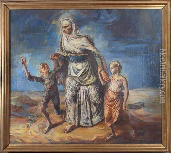 Exodus, 1934-1935 Oil Painting - Antoni Michalak