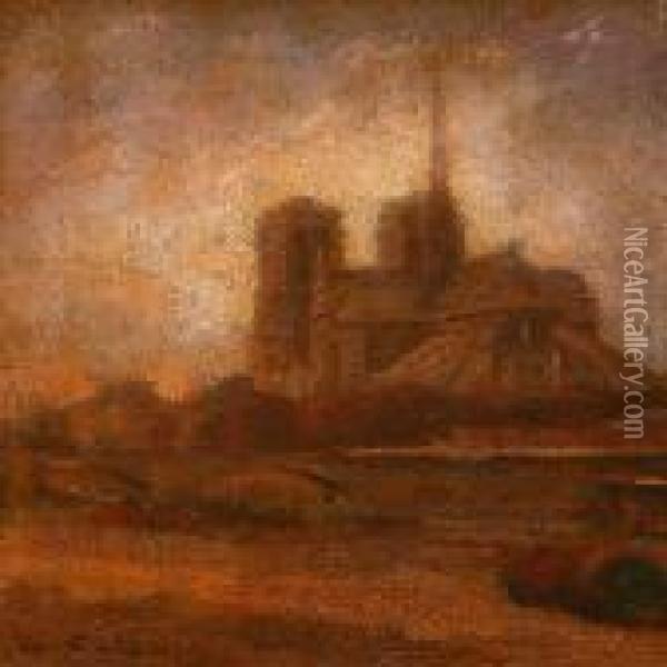 View Of The Notre Dame Cathedral In Paris Oil Painting - Siebe Johannes ten Cate