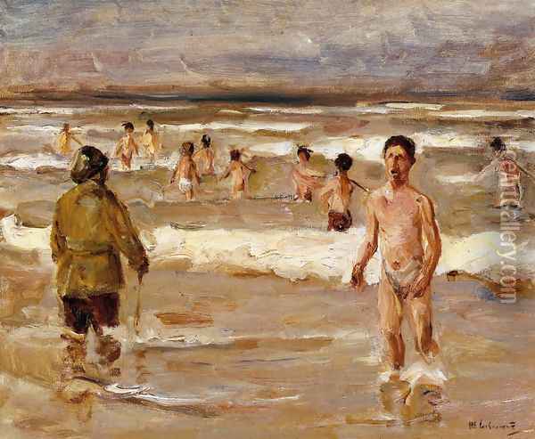 Children Bathing in the Sea Oil Painting - Max Liebermann