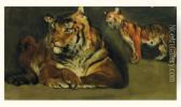 Les Tigres Oil Painting - Rosa Bonheur