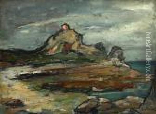 Cliffs In Roscoff Oil Painting - Petrascu Gheorghe