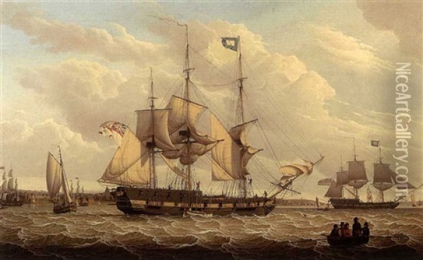 Shipping On The Mersey Off Birkenhead Oil Painting - Robert Salmon