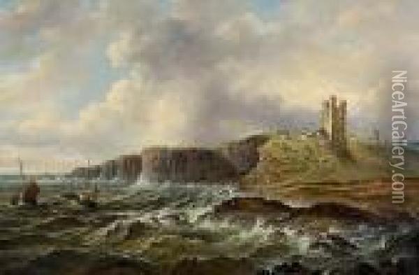 Rocky Coastal Scene Oil Painting - John Moore Of Ipswich