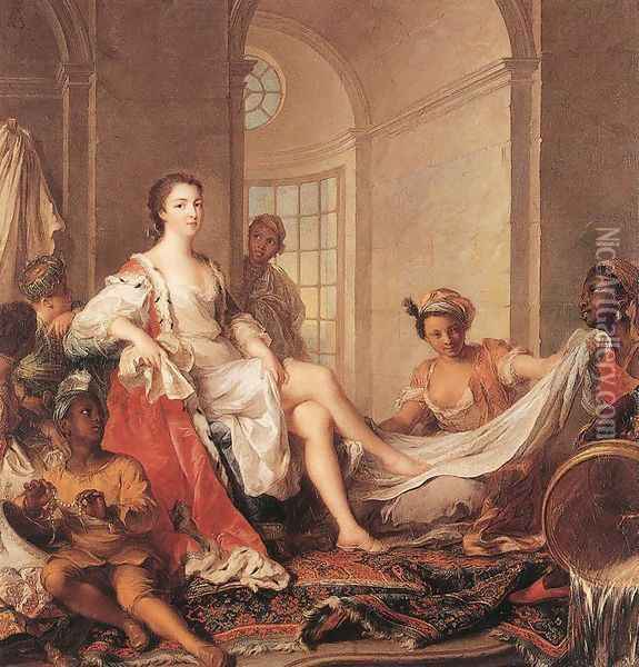 Mademoiselle de Clermont as a Sultan's Wife Oil Painting - Jean-Marc Nattier