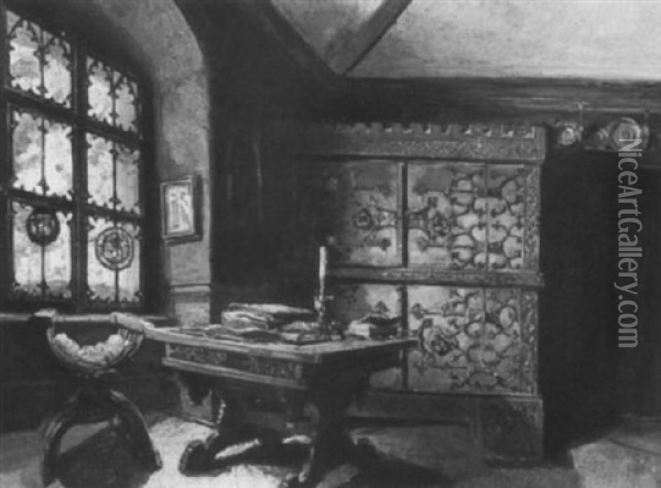Historisches Zimmer Im Gotischen Stil Oil Painting - Carl Probst