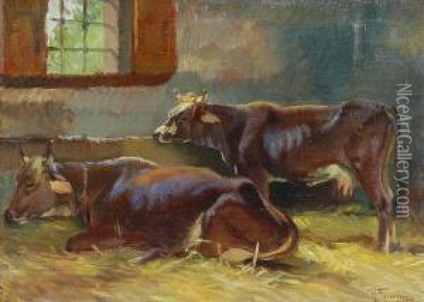 Mucche Oil Painting - Ruggero Focardi
