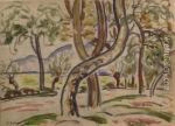 L'arbre Tordu Alle Du Pont Martin Oil Painting - Alfred Lesbros