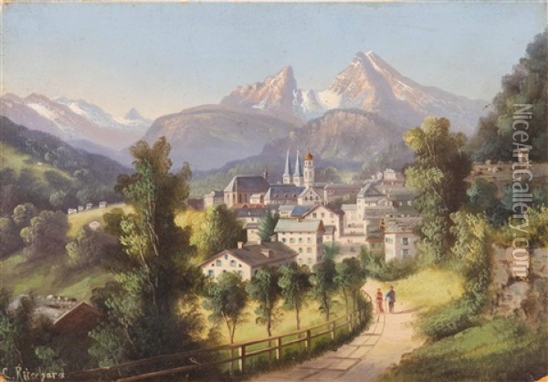 Berchtesgaden Oil Painting - Hubert Sattler