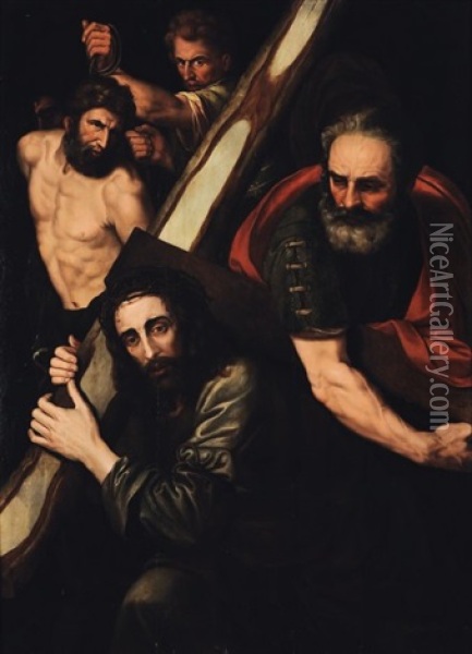 Le Christ Sur La Route Du Calvaire Oil Painting - Michiel Coxie the Elder