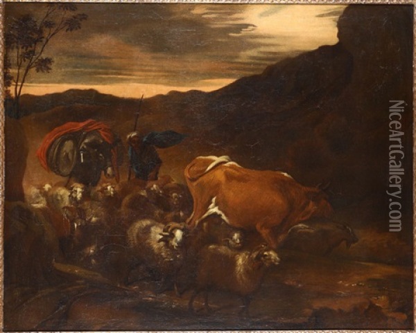 Pastorale Oil Painting - Giovanni Benedetto Castiglione