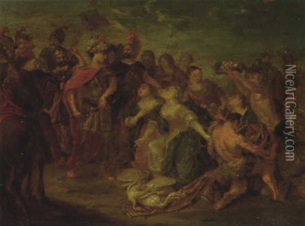 The Family Of Darius Before Alexander Oil Painting - Jan van Huchtenburg
