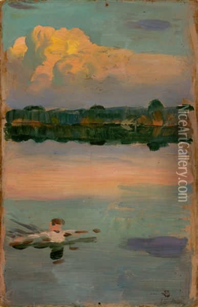 In The Evening Ii (otterwisch Near Leipzig) Oil Painting - Osmar Schindler