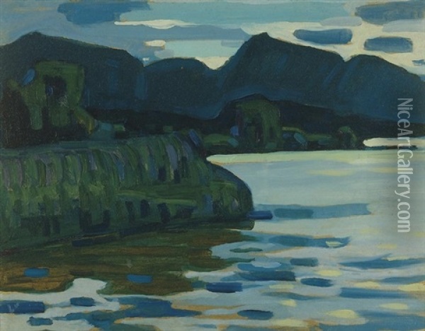 Murnau-staffelsee Ii (murnau Coastline Ii) Oil Painting - Wassily Kandinsky