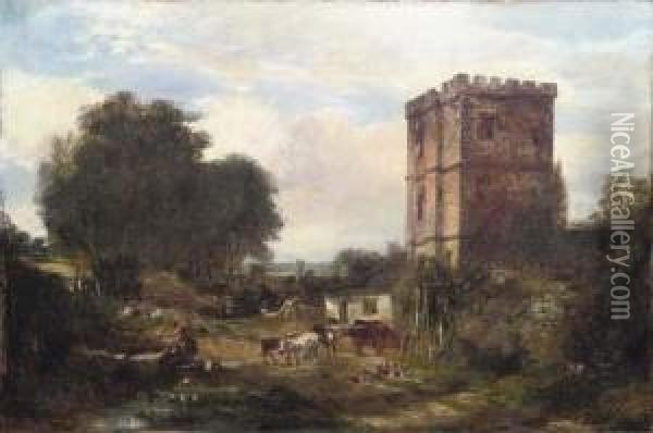Wetheral Abbey, Cumberland Oil Painting - John Crawford Wintour