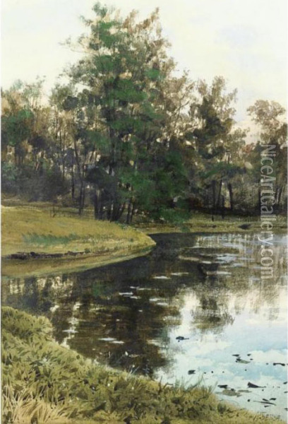 By The Lake Oil Painting - Albert Nikolaivich Benua