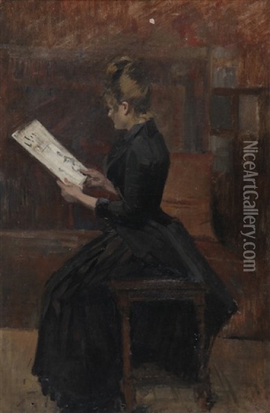 Femme A La Lecture Oil Painting - Jean Eugene Clary