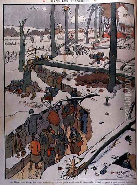 In the Trenches, illustration from Le Rire, 1915 Oil Painting - Pierlis