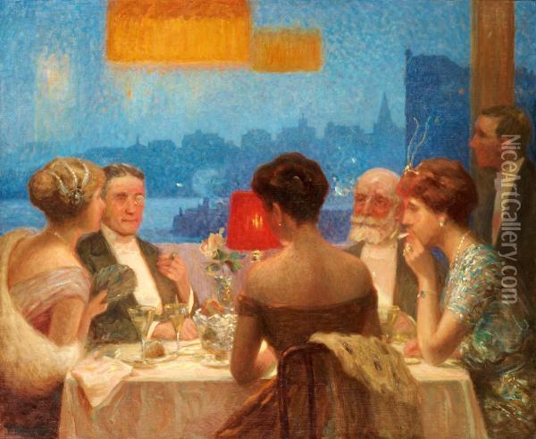 Dinner Company Oil Painting - Wilhelm Holmgren