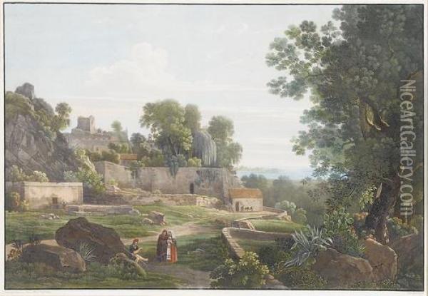 A Syracuse (emplacement De La Maison De Timoleon.) Oil Painting - Samuel Birmann