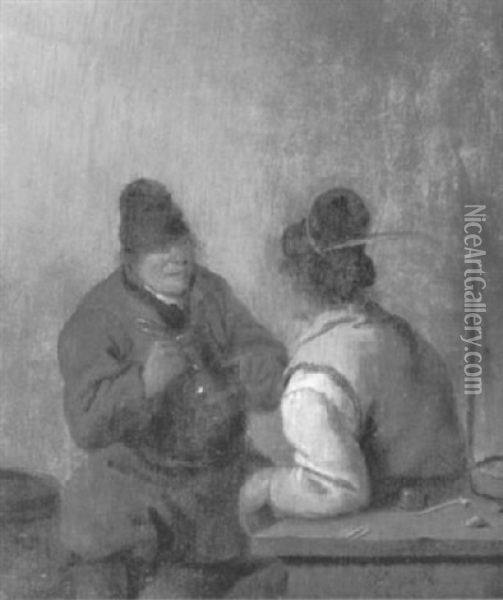 Zwei Trinkende Bauern Im Gesprach Oil Painting - Jan Miense Molenaer