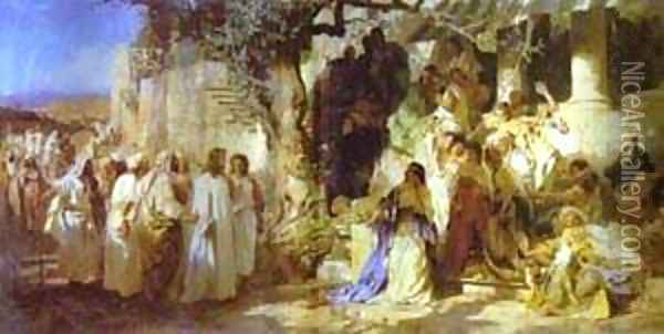 Christ And Sinner The First Meeting Of Christ And Mary Magdalene 1873 Oil Painting - Henryk Hector Siemiradzki