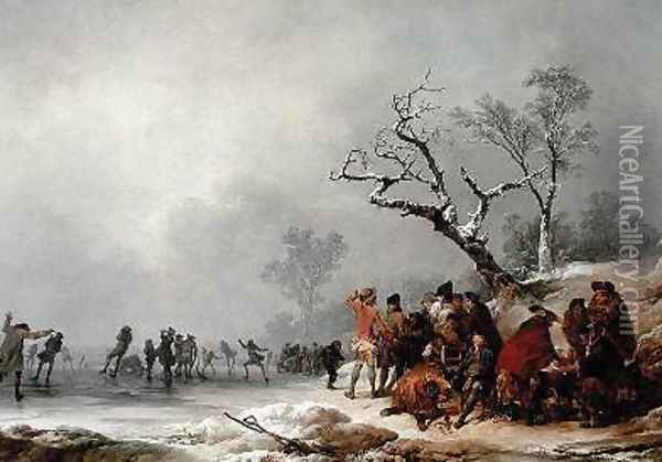 A Winter Morning with Skating in Hyde Park 1776 Oil Painting - Philip Jacques de Loutherbourg