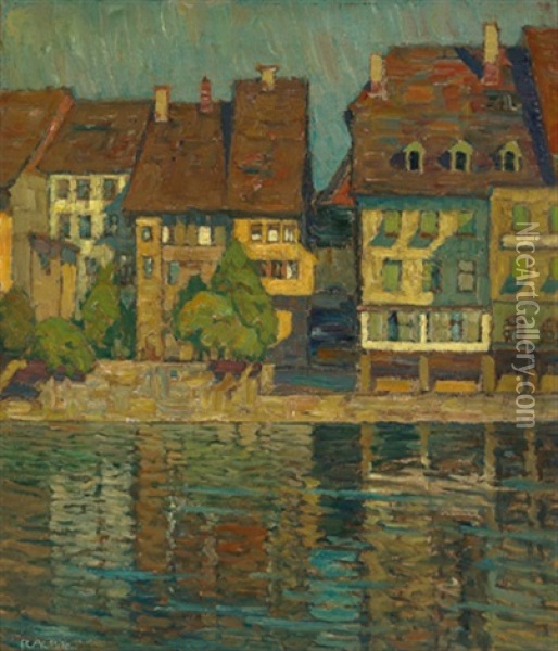 Stadt Am Kanal Oil Painting - Richard Albitz