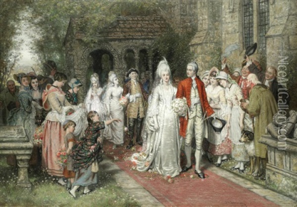The Wedding Procession Oil Painting - Henry Hetherington Emmerson