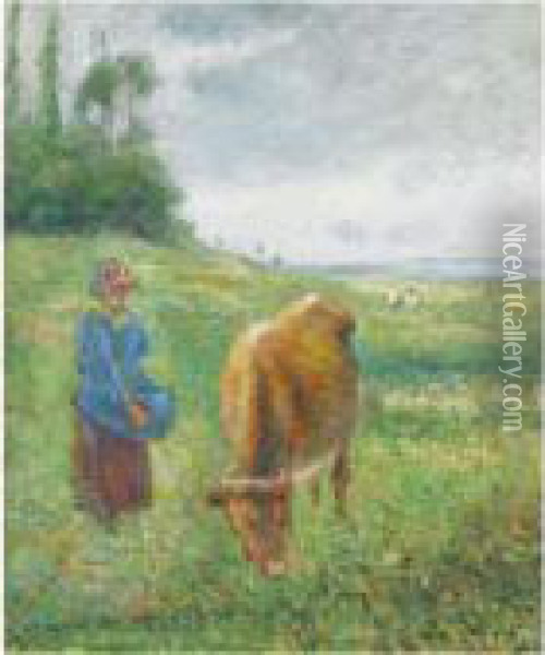 Gardeuse De Vache, Cote Des Grouettes, Pontoise Oil Painting - Camille Pissarro