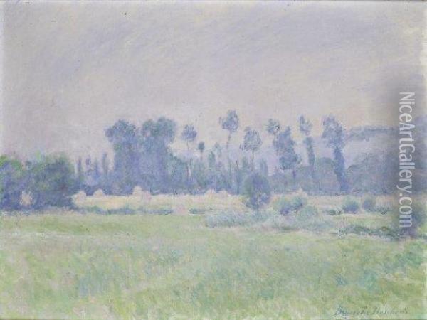 Paysage A La Meule De Foin A Giverny Oil Painting - Blanche Hoschede-Monet