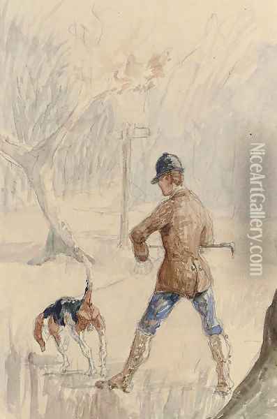 Chasseur et chien Oil Painting - Henri De Toulouse-Lautrec