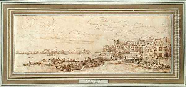 The Thames below Westminster Pier Oil Painting - Wenceslaus Hollar