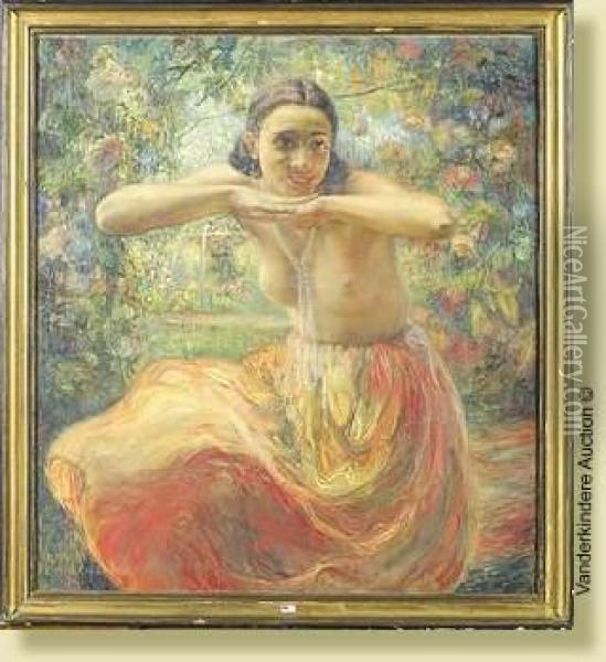 Danseuse Orientale Au Jardin Oil Painting - Edmond De Maertelaere