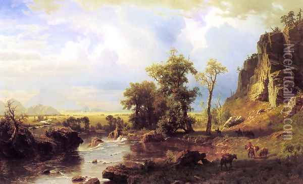 North Fork Of The Platte Nebraska Oil Painting - Albert Bierstadt