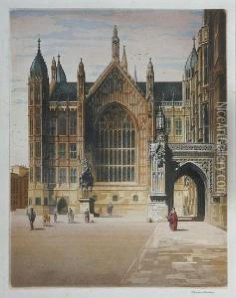 Westminster Hall From The South Oil Painting - Herbert Gordon Warlow