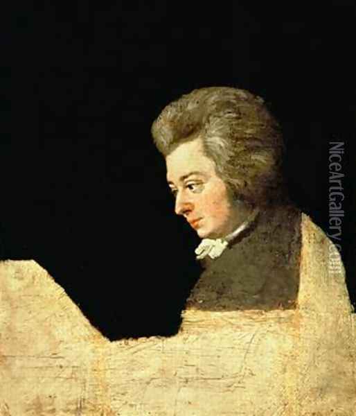 Portrait of Wolfgang Amadeus Mozart 1756-91 at the Piano Oil Painting - Joseph Lange