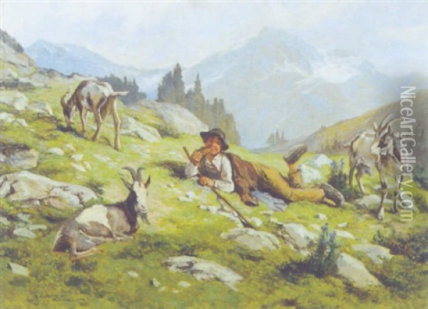 Der Gaisbub Oil Painting - Rudolf-Alfred Jaumann